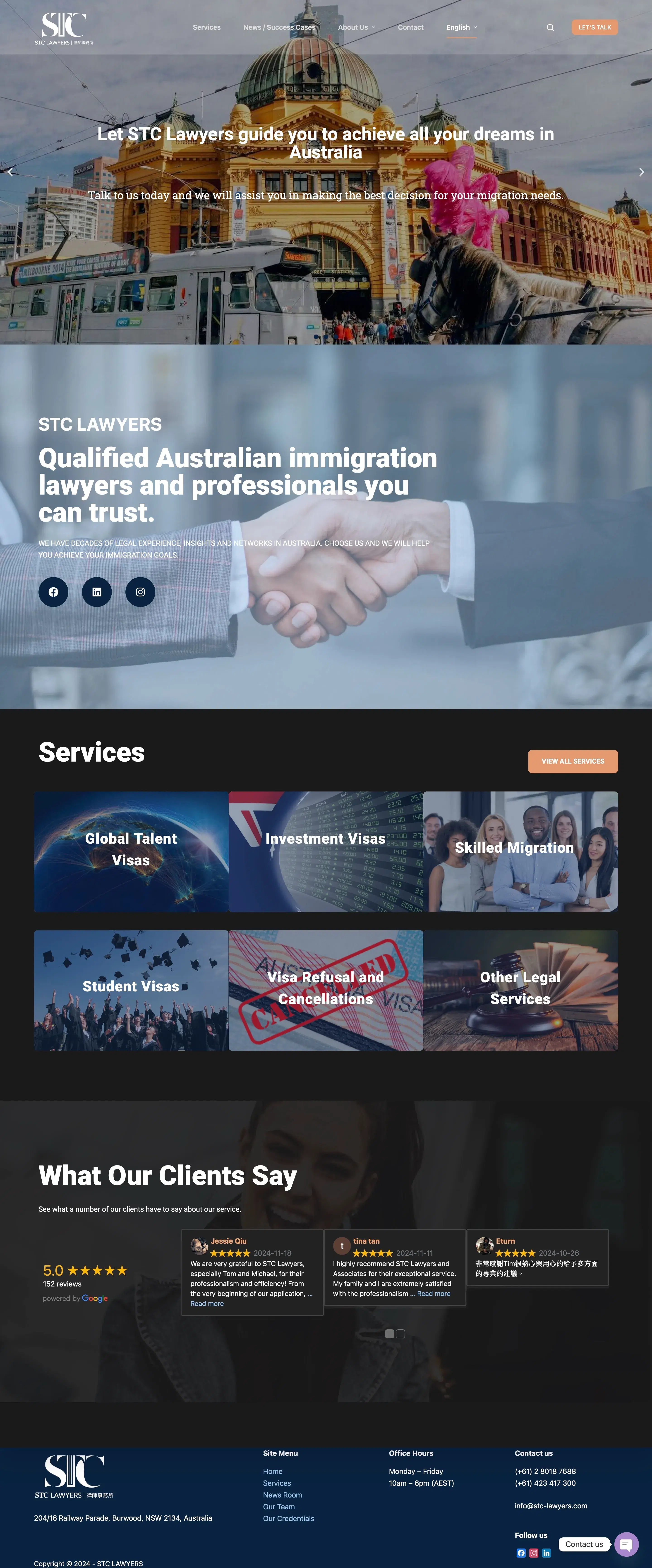 Homepage of the website for STC Lawyers